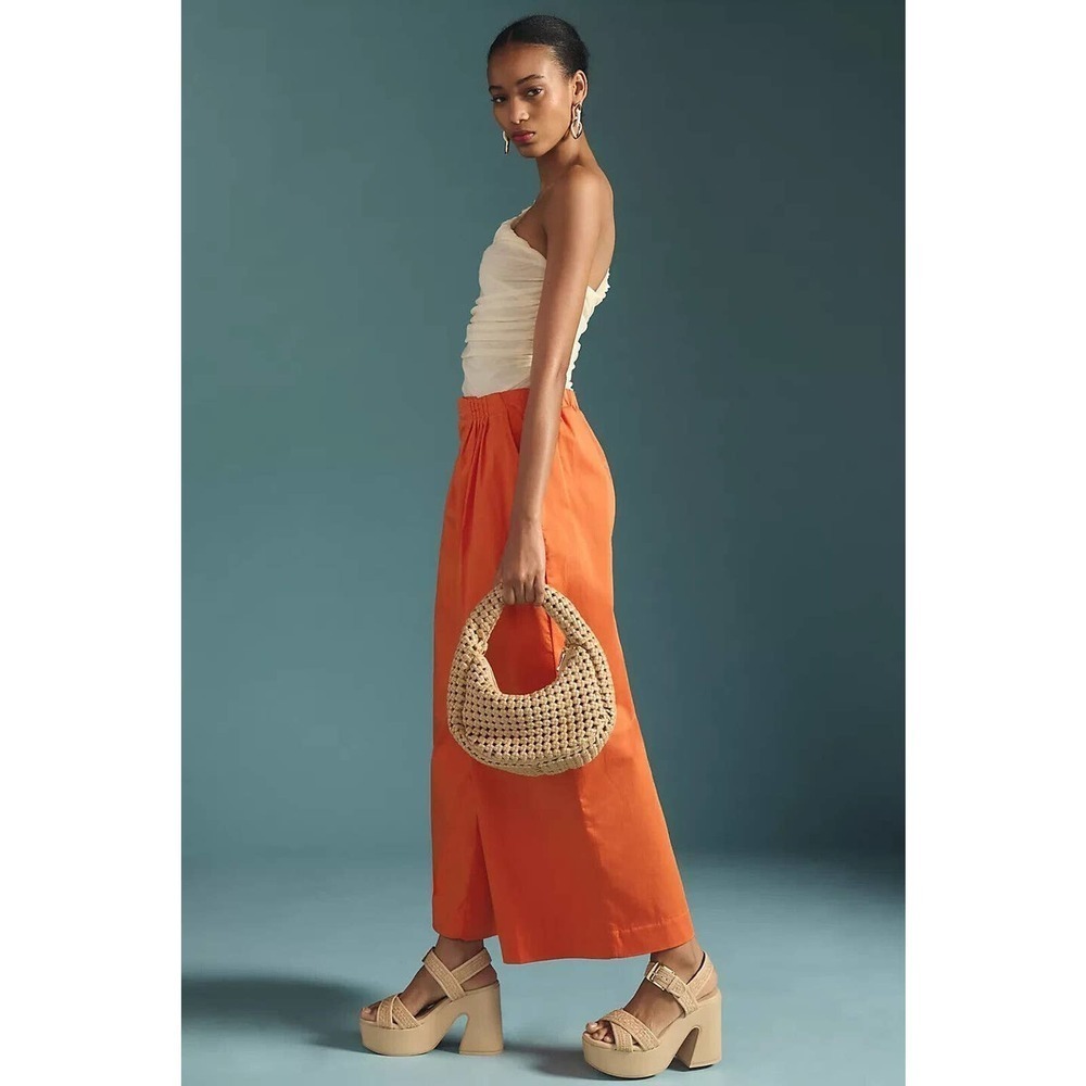 Anthropologie Wide-Leg Pants in Vibrant Orange - Picture 4 of 13